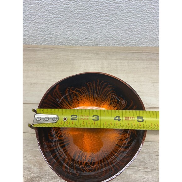 Coconut Shell Bowl Orange Splash Handmade And Painted - Picture 4 of 5